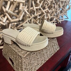 Vince Cream Woven Mules (New)